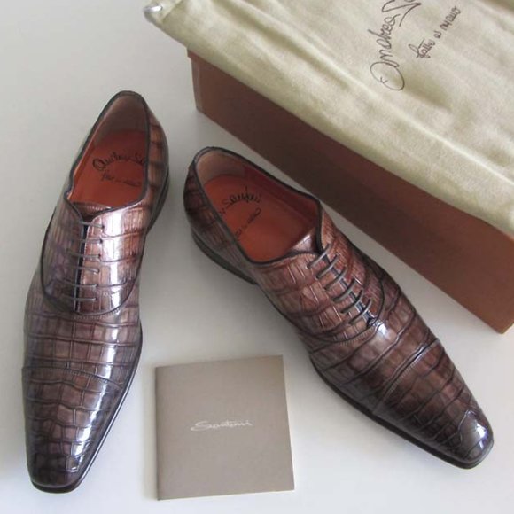 new SANTONI FAM Alligator cap-toe shoes 9 F 10 US main image 6